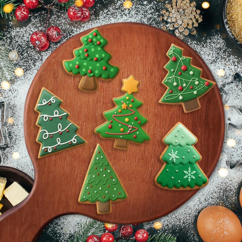 FUSOTO 6PCS Christmas Tree Cookie Cutter Set, Christmas Cookie Cutters, Holiday Shaped Biscuit Molds, Stainless Steel Baking Supplies for Homemade Cookies, Tree - Image 4